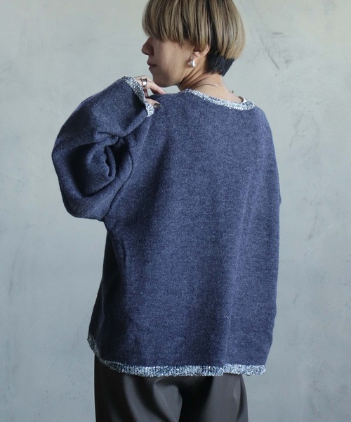 kese-moi(ケセモイ)の「MIXテープヤーンプルオーバー(ニット/セーター・レディース・ベージュ/ネイビー・FREE)」の15枚目の写真