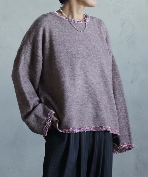 kese-moi(ケセモイ)の「MIXテープヤーンプルオーバー(ニット/セーター・レディース・ベージュ/ネイビー・FREE)」の22枚目の写真