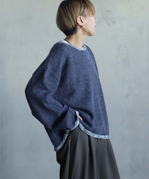 kese-moi(ケセモイ)の「MIXテープヤーンプルオーバー(ニット/セーター・レディース・ベージュ/ネイビー・FREE)」の13枚目の写真