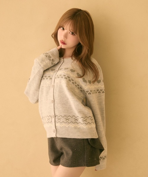 TITTY&CO.(ティティーアンドコー)の「ハート柄ノルディックボタンカーディガン(カーディガン/ボレロ・レディース・ネイビー/ピンク/グレー・FREE)」の7枚目の写真