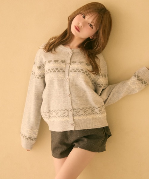 TITTY&CO.(ティティーアンドコー)の「ハート柄ノルディックボタンカーディガン(カーディガン/ボレロ・レディース・ネイビー/ピンク/グレー・FREE)」の6枚目の写真