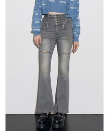 EMODA | カーブレースアップハイウエストフレアパギンス(デニムパンツ)