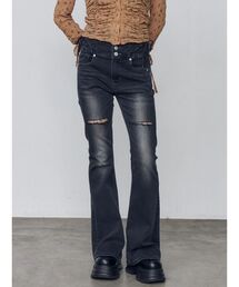 EMODA | カーブレースアップハイウエストフレアパギンス(デニムパンツ)