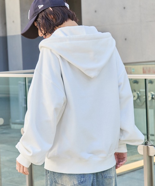 MLB（メジャーリーグベースボール）の「MLB/メジャーリーグベースボール 別注 ロゴ刺繍 オーバーサイズ ダブルジップパーカー（パーカー・メンズ・ブラック/杢グレー/オフホワイト/ネイビー/ダークブラウン・S/M/L）」の11枚目の写真