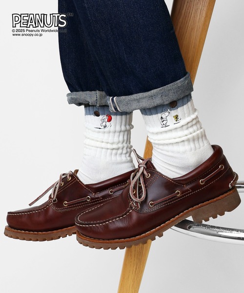 CHICSTOCKS（シックストックス）の「SNOOPY×CHICSTOCKS［スポーツ］（ソックス/靴下・メンズ・ネイビー/オフホワイト/チャコールグレー・SMALL/LARGE）」の2枚目の写真