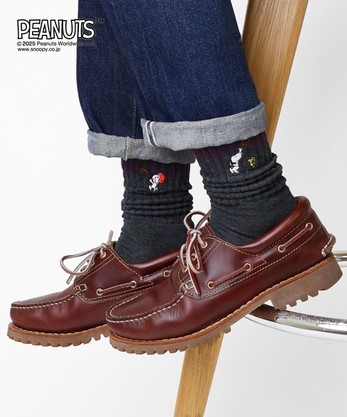 CHICSTOCKS（シックストックス）の「SNOOPY×CHICSTOCKS［スポーツ］（ソックス/靴下・メンズ・ネイビー/オフホワイト/チャコールグレー・SMALL/LARGE）」の3枚目の写真
