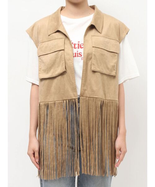 Ungrid(アングリッド)の「フェイクスウェードフリンジベスト(その他アウター・レディース・ベージュ・FREE)」の10枚目の写真
