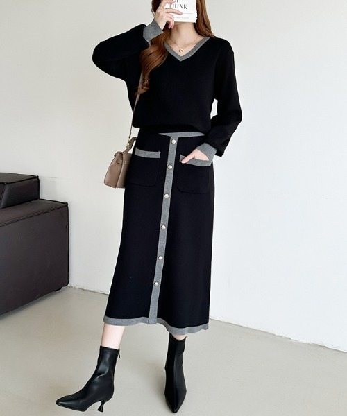 新品未使用タグ付き近年モデル冬セーター、スカートセット(33000円) Dark Angel（ダークエンジェル） セットアップ ケーブルニット