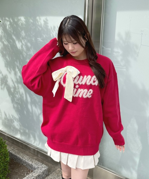 one way（ワンウェイ）の「ラメリボンロゴジャガードニット（ニット/セーター・レディース・ホワイト/グレー/ブルー/ネイビー/レッド・FREE）」の5枚目の写真