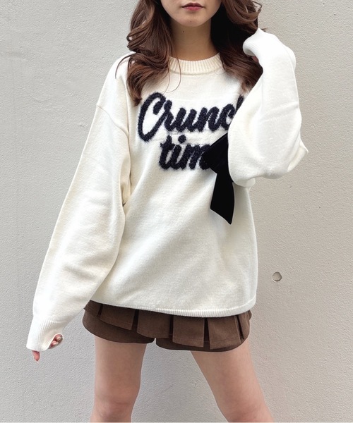 one way（ワンウェイ）の「ラメリボンロゴジャガードニット（ニット/セーター・レディース・ホワイト/グレー/ブルー/ネイビー/レッド・FREE）」の6枚目の写真