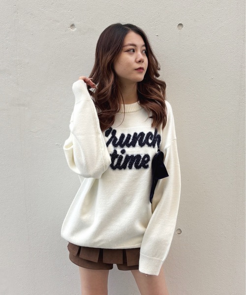 one way（ワンウェイ）の「ラメリボンロゴジャガードニット（ニット/セーター・レディース・ホワイト/グレー/ブルー/ネイビー/レッド・FREE）」の11枚目の写真