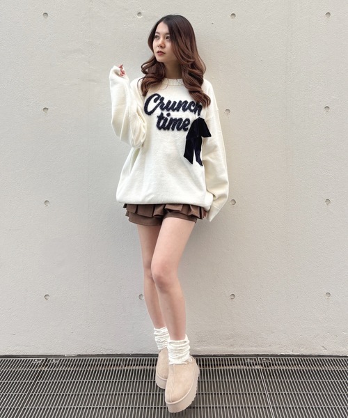 one way（ワンウェイ）の「ラメリボンロゴジャガードニット（ニット/セーター・レディース・ホワイト/グレー/ブルー/ネイビー/レッド・FREE）」の16枚目の写真