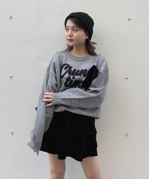 one way（ワンウェイ）の「ラメリボンロゴジャガードニット（ニット/セーター・レディース・ホワイト/グレー/ブルー/ネイビー/レッド・FREE）」の18枚目の写真