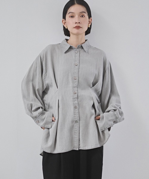 hunch(ハンチ)の「テンセルデニム ウエストタックシャツ(シャツ/ブラウス・レディース・グレー/ライトインディゴブルー/ネイビー・FREE)」の7枚目の写真