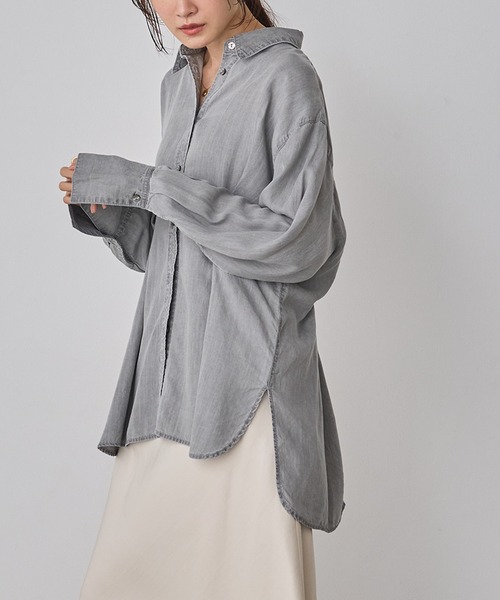 hunch(ハンチ)の「テンセルデニム ウエストタックシャツ(シャツ/ブラウス・レディース・グレー/ライトインディゴブルー/ネイビー・FREE)」の12枚目の写真