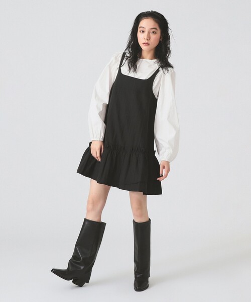 Ray BEAMS（レイビームス）の「アシメフリルヘム キャミ ワンピース（ワンピース・レディース・ブラウン系その他5/ブラック・1/0）」の3枚目の写真