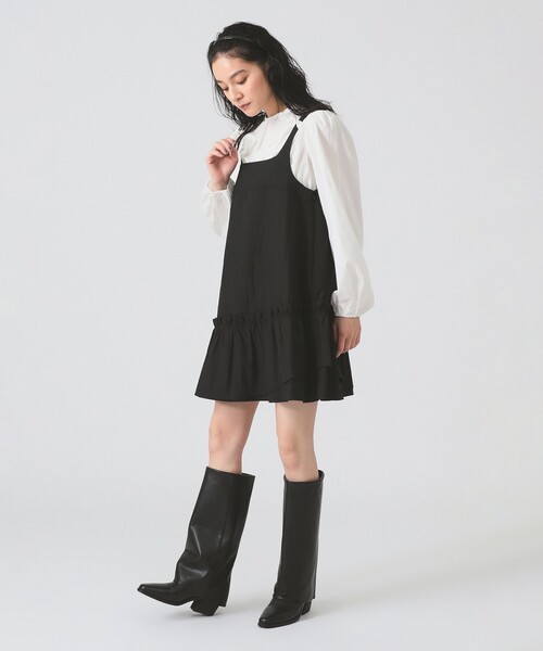 Ray BEAMS（レイビームス）の「アシメフリルヘム キャミ ワンピース（ワンピース・レディース・ブラウン系その他5/ブラック・1/0）」の4枚目の写真