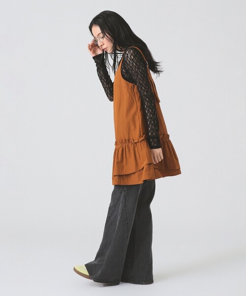 Ray BEAMS（レイビームス）の「アシメフリルヘム キャミ ワンピース（ワンピース・レディース・ブラウン系その他5/ブラック・1/0）」の8枚目の写真