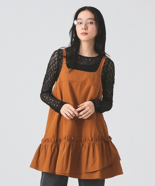 Ray BEAMS（レイビームス）の「アシメフリルヘム キャミ ワンピース（ワンピース・レディース・ブラウン系その他5/ブラック・1/0）」の10枚目の写真