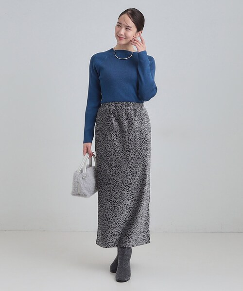 Cutie Blonde（キューティーブロンド）の「【あったか/洗濯機可/S-LL】主役になる 両面起毛 ベロアレオパード柄スカート（スカート・レディース・チャコール/ダークブラウン系3・01/02/03/04）」の5枚目の写真