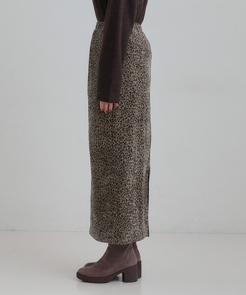 Cutie Blonde（キューティーブロンド）の「【あったか/洗濯機可/S-LL】主役になる 両面起毛 ベロアレオパード柄スカート（スカート・レディース・チャコール/ダークブラウン系3・01/02/03/04）」の12枚目の写真