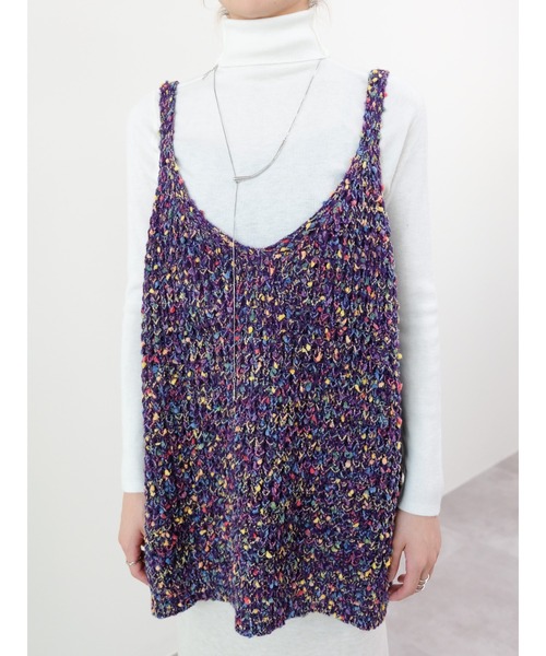 DOLLUPOOPS（ドールアップウップス）の「カラフルブークレニットベスト（ベスト・レディース・パープル/ブラック・FREE）」の8枚目の写真