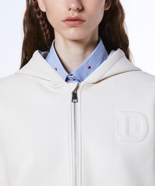 DOUBLE STANDARD CLOTHING（ダブルスタンダードクロージング）の「レザーダンボール パーカージャケット（ブルゾン・レディース・モカ/アイボリー・36/38）」の16枚目の写真