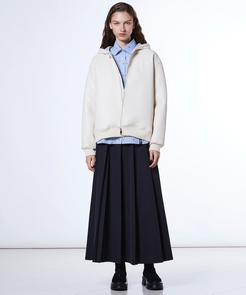 DOUBLE STANDARD CLOTHING（ダブルスタンダードクロージング）の「レザーダンボール パーカージャケット（ブルゾン・レディース・モカ/アイボリー・36/38）」の8枚目の写真