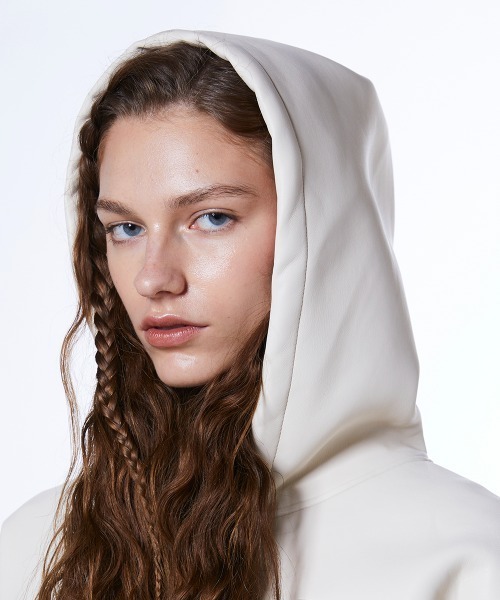 DOUBLE STANDARD CLOTHING（ダブルスタンダードクロージング）の「レザーダンボール パーカージャケット（ブルゾン・レディース・モカ/アイボリー・36/38）」の13枚目の写真