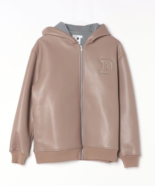 DOUBLE STANDARD CLOTHING（ダブルスタンダードクロージング）の「レザーダンボール パーカージャケット（ブルゾン・レディース・モカ/アイボリー・36/38）」の5枚目の写真