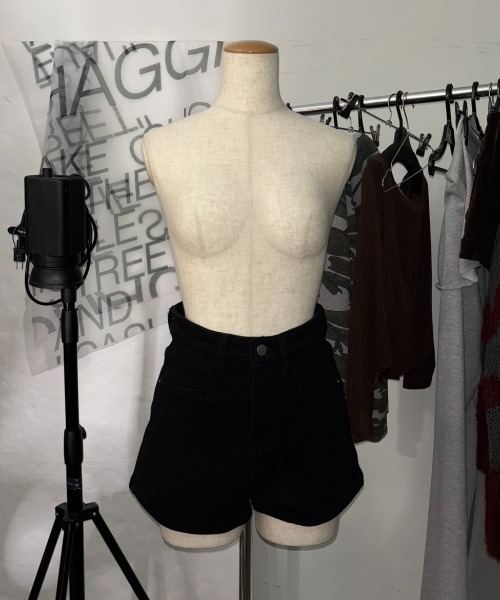 SHAGGIE（シャギー）の「裏起毛タイトハイウエストショートパンツ（その他パンツ・レディース・ブラック/ブラウン・SMALL/MEDIUM）」の6枚目の写真