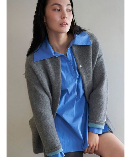 ELENDEEK（エレンディーク）の「CNラクーンミックスダブルカーディガン（カーディガン/ボレロ・レディース・グレー/ブラック/ライトイエロー/ベージュ/ライトグレー・01/02）」の13枚目の写真