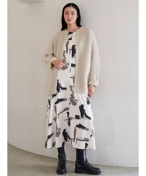 ELENDEEK（エレンディーク）の「CNラクーンミックスダブルカーディガン（カーディガン/ボレロ・レディース・グレー/ブラック/ライトイエロー/ベージュ/ライトグレー・01/02）」の20枚目の写真