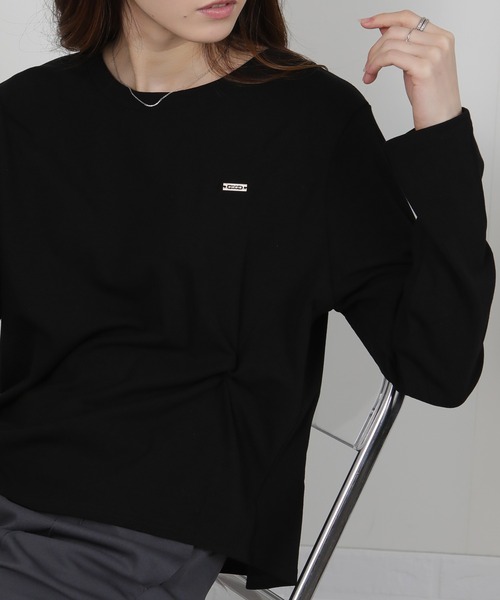 pumpkin port(パンプキンポート)の「ワンポイント プレート付 裏起毛 アシメデザイン 長袖Tシャツ(Tシャツ/カットソー・レディース・ホワイト/ワインレッド/ブラック/グレー・M)」の20枚目の写真