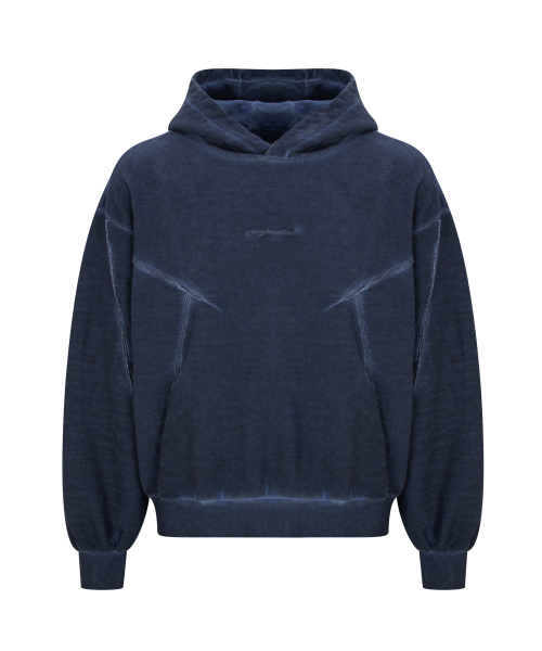 UNGIMMICK(アンジミック)の「VINTAGE WASHED PIPING HOODIE (NAVY)(パーカー・メンズ・その他・MEDIUM/LARGE)」の1枚目の写真