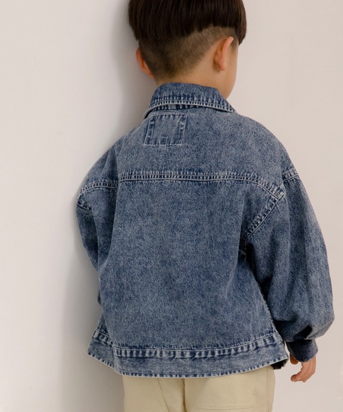 MAKE YOUR DAY（メイクユアデイ）の「ジップアップデニムブルゾン■80～140cm（デニムジャケット・キッズ・サックスブルー/ネイビー・80/90/100/110/120/130/140）」の3枚目の写真