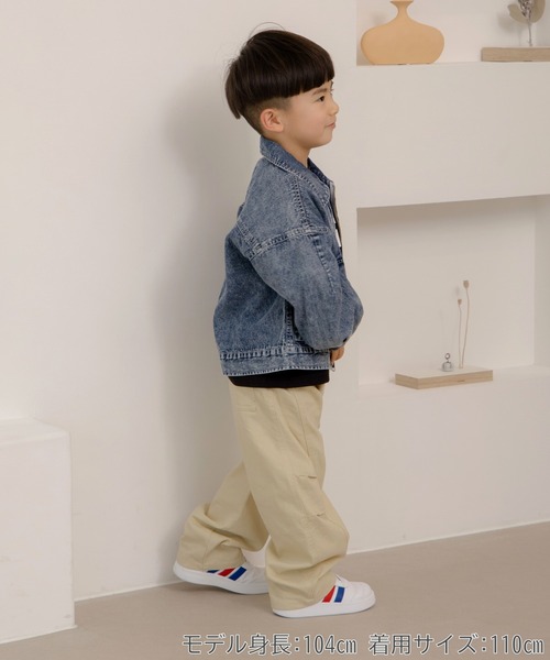 MAKE YOUR DAY（メイクユアデイ）の「ジップアップデニムブルゾン■80～140cm（デニムジャケット・キッズ・サックスブルー/ネイビー・80/90/100/110/120/130/140）」の4枚目の写真