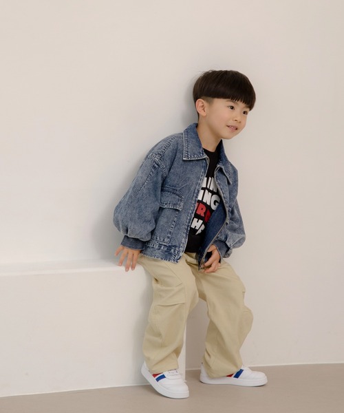 MAKE YOUR DAY（メイクユアデイ）の「ジップアップデニムブルゾン■80～140cm（デニムジャケット・キッズ・サックスブルー/ネイビー・80/90/100/110/120/130/140）」の5枚目の写真