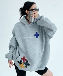 Dalfwin（ダールフィン）の「韓国ファッション Ricecakeクロスパッチフーディー（パーカー）」
