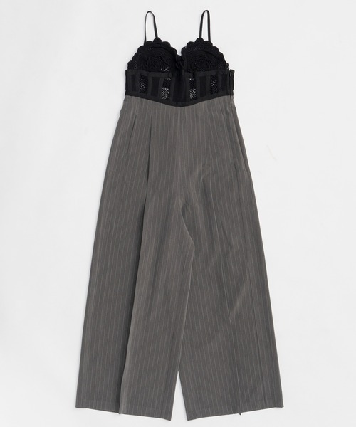 MAISON SPECIAL(メゾンスペシャル)の「Crochet V-Neck All-in-One/クロシェビスチェオールインワン(つなぎ/オールインワン・レディース・グレー/ブラック・38/36)」の8枚目の写真