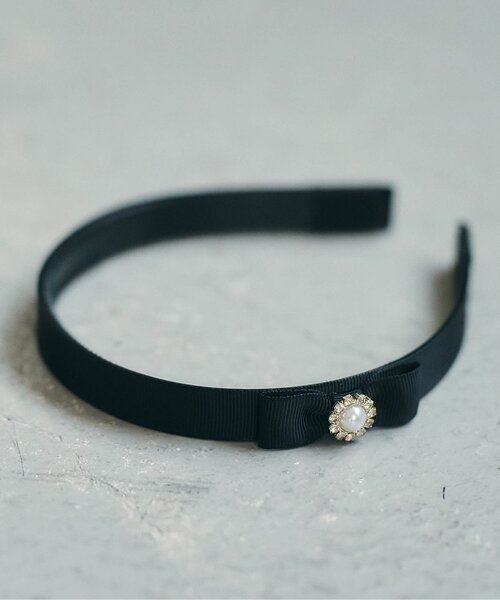 apres les cours（アプレレクール）の「グログランリボンカチューシャ（カチューシャ・キッズ・ブラック・FREE）」の2枚目の写真