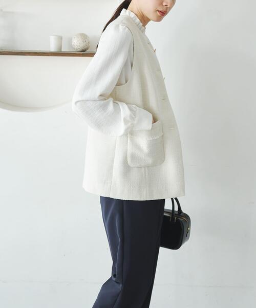 URBAN RESEARCH(アーバンリサーチ)の「ノーカラーツイードジレ(その他アウター・レディース・オフホワイト/ブラック系その他・FREE)」の6枚目の写真