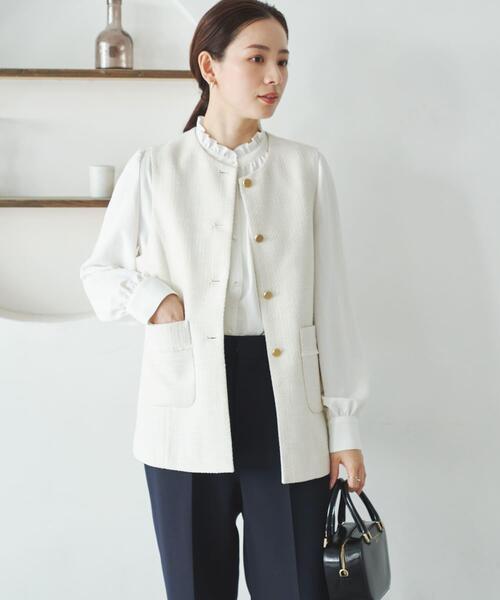 URBAN RESEARCH(アーバンリサーチ)の「ノーカラーツイードジレ(その他アウター・レディース・オフホワイト/ブラック系その他・FREE)」の7枚目の写真