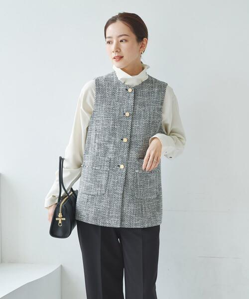 URBAN RESEARCH(アーバンリサーチ)の「ノーカラーツイードジレ(その他アウター・レディース・オフホワイト/ブラック系その他・FREE)」の16枚目の写真