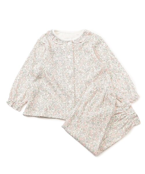 Ampersand（アンパサンド）の「【リンク】小花柄前あきパジャマ（ルームウェア/パジャマ・キッズ・ピンク/サックスブルー・110/100/90/80/140/130/120）」の2枚目の写真