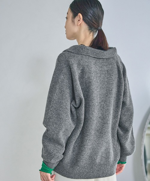 LAKOLE（ラコレ）の「7ゲージ襟付スキッパーニットプルオーバー / 637042（ニット/セーター・レディース・ライトブルー/チャコール/ネイビー・FREE）」の12枚目の写真