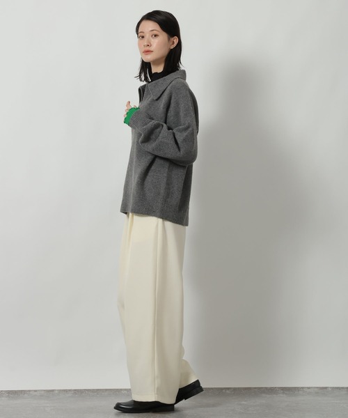 LAKOLE（ラコレ）の「7ゲージ襟付スキッパーニットプルオーバー / 637042（ニット/セーター・レディース・ライトブルー/チャコール/ネイビー・FREE）」の14枚目の写真