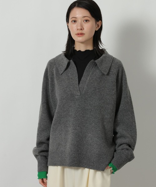 LAKOLE（ラコレ）の「7ゲージ襟付スキッパーニットプルオーバー / 637042（ニット/セーター・レディース・ライトブルー/チャコール/ネイビー・FREE）」の16枚目の写真