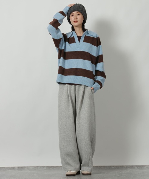 LAKOLE（ラコレ）の「7ゲージ襟付スキッパーニットプルオーバー / 637042（ニット/セーター・レディース・ライトブルー/チャコール/ネイビー・FREE）」の19枚目の写真