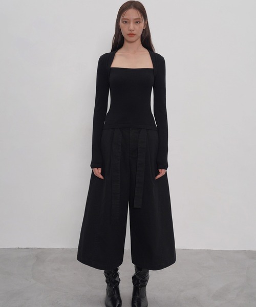 EIGHTHMONTH（エイスマンス）の「ベルトクロップドパンツ EM25a158【EIGHTHMONTH】【2025AW】（その他パンツ・レディース・ブラック・L/M/S）」の3枚目の写真